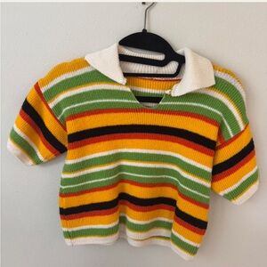Vintage Striped Polo Sweater